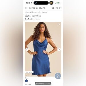 Altar'd State Sapphire Satin Midi Dress NWT